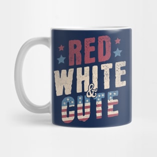 Red White and Cute - Funny USA 4th of July Retro Vintage Mug